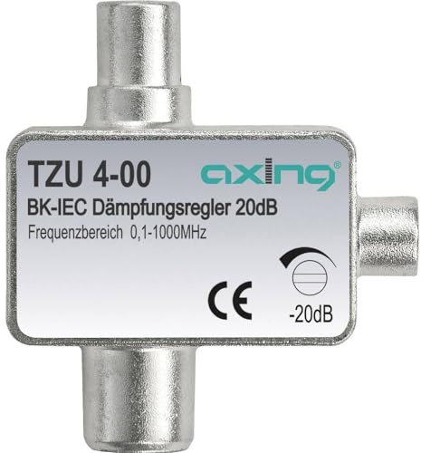 Axing TZU 4-00 CATV Dämpfungssteller IEC-Stecker/Buchse Dämpfungsregler Kabel TV Koax (0.1-1000 MHz)