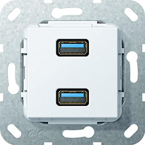 Gira 568403 USB 3.0 A 2 Fach Gender Changer Einsatz, reinweiß
