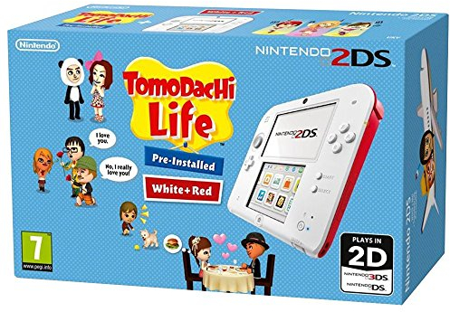 Nintendo 2DS - Konsole (weiß + rot) inkl. Tomodachi Life (vorinstalliert)