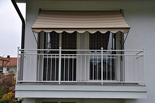 Angerer Freizeitmöbel GmbH Klemmmarkise Exklusiv - Markise für Sonnenschutz - Montage ohne Bohren und Dübeln - ideale Balkonmarkise für Mietwohnungen (Beige, 200 cm)