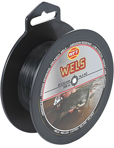 WFT Zielfisch Wels 200m - Monofile Wallerschnur zum Wallerangeln, Angelschnur Welsangeln, Monofile Schnur für Waller, Welsschnur, Durchmesser/Tragkraft:0.50mm / 16.5kg Tragkraft