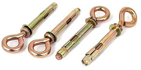 sourcing map Tornillos de expansión de ladrillo de pared de pared Tornillos de gancho cerrados 12mm Dia manga 4 piezas