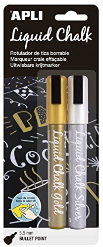 APLI Paper Ref. 14847 Liquid Chalk punta redonda oro/plata
