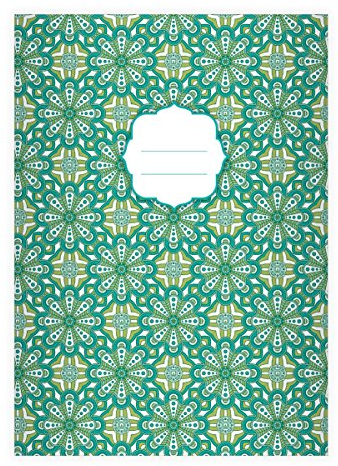 Kartenkaufrausch 2 Edle Ethno DIN A5 Schulhefte, Schreibhefte mit Muster im Boho Stil in grün Lineatur 4 (liniertes Heft)