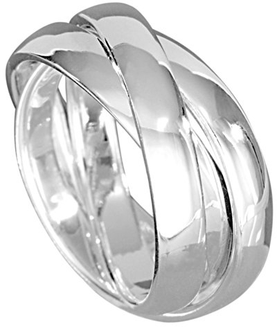 Vinani Damen Ring 925 Silber - 3er Wickelring aus 925 Sterling Silber massiv glänzend 3 bewegliche Ringe - 3mm Dreierring - R3R64
