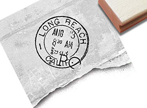 Stempel Poststempel Long Beach Kalifornien - Vintage Motivstempel Shabby Look Scrapbook Artjournal Bullet Stamp Kunst Basteln Deko - zAcheR-fineT