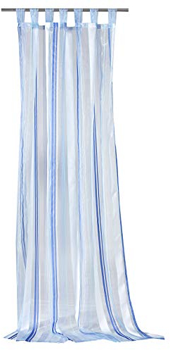 heimtexland Gardinen Schlaufenschal Vorhang Effektorganza mit Webstreifen, Farbe Blau, Höhe 235cm x Breite 130cm Typ127