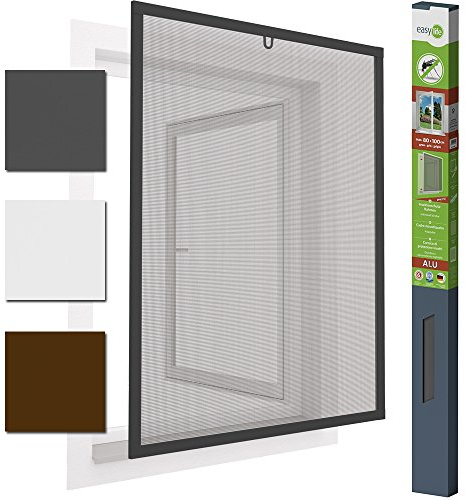 Insektenschutzfenster Alu Fliegengitter 80 x 100 cm proLINE Grau