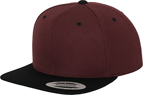 Flexfit Unisex Classic Snapback 2-Tone Cap Kappe, Maroon/Black, One Size