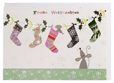 Paperclip Weihnachtskarte Weihnachts-Socken und Mäuse A6