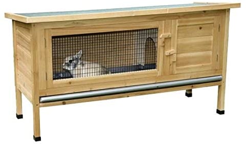Kerbl Nagerhaus Alfred (Maße 116x45x62 cm, 2 Türen, verzinkte Wanne, aufklappbares Bitumendach, Hasenstall mit höhenverstellbaren Füßen) 82815