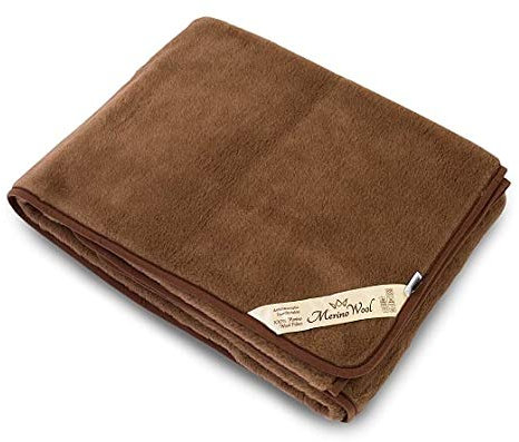 Copriletto in pura lana merino cammello coperta di lusso. BROWN doppio cammello coperta 160 x 200 cm nuovo. Prodotto naturale. Perfetto per regalo