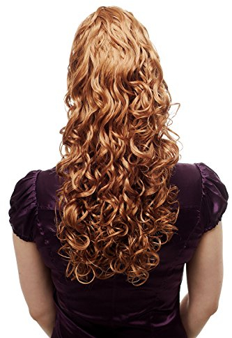 Voluminös wallendes Haarteil/Zopf/Pferdeschwanz, lockig, sehr lang, Blond 60 cm N310-27C