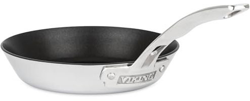 Viking Contemporary 3-Ply Non Stick Frying Pan, 8 Inch Stainless Steel Nonstick Fry Pan, 3 Liters, Silver