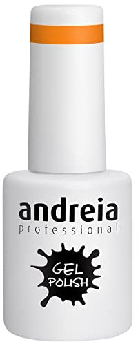Andreia Semi-Permanent Nail Gel Polish for UV/LED Lamp - Intense Shine and 4 weeks Lasting French Manicure Nail Gel Varnish - Colour 262 Neon Orange - Shades of Brights - 10.5 ml