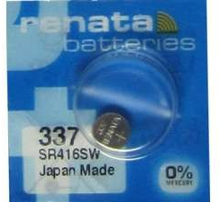 Renata 337 SR416SW SB-A5 Silver Oxide Watch Battery 1.55v Blister Packed
