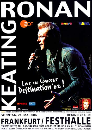 Ronan Keating - Destination, Frankfurt 2002 » Konzertplakat/Premium Poster | Live Konzert Veranstaltung | DIN A1 «