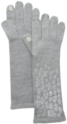 Calvin Klein Damen-Handschuh mit Leopardenmuster, Meliert, mittelgrau, Einheitsgröße