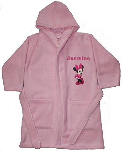 Girls Minnie Mouse Personalised Super Soft Fleece Dressing Gown Pink 2-3 Years.