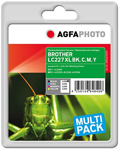 AgfaPhoto APB227SETD Remanufactured Tintenpatronen Pack of 1 schwarz, Cyan, Magenta, gelb 13.5 x 10.8 x 7.2