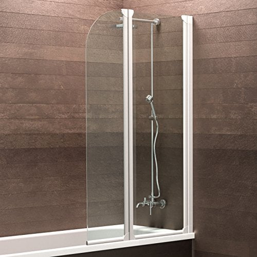 Schulte Duschwand Köln, 114x140 cm, 3 mm Sicherheitsglas klar, alpin-weiß, Duschabtrennung für Badewanne