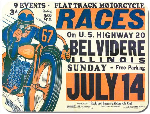 Funkyzilla Belvidere US Flat Track Races Vintage Poster Mouse Mat Motorbike Mouse Pad Gift