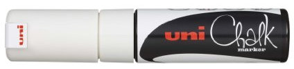 Uni-Ball pwe-8 K Kreidemarker, Breite Keilspitze, Weiß (6 Stück)
