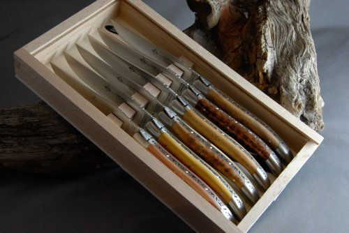 Laguiole Arbalete Genes David, 6-teilig, Steakmesserset DIVERS, geschmiedete Arbeit, Handwerkskunst made in Frankreich