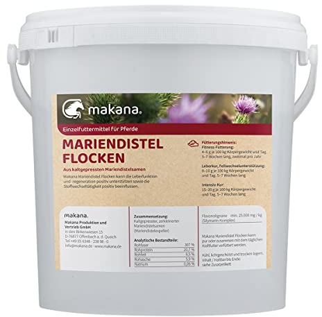 Makana Mariendistel Flocken für Tiere, 5 kg Eimer