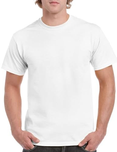 GILDAN Herren Adult Ultra Cotton T-Shirt, Weiß (White), Large (Herstellergröße: L)
