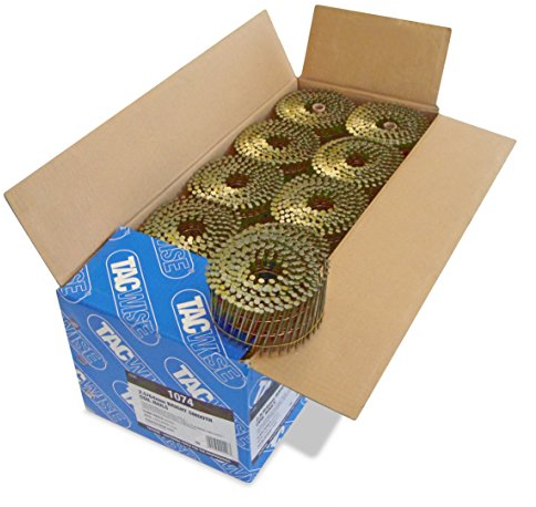 Tacwise 1074 Clavos en Bobina Plana Sin Acabado Tipo 2,5/64 mm, Punta Diamante, Vástago Liso, Inclinados 16°, Bobinados con Alambre, Paquete de 9000