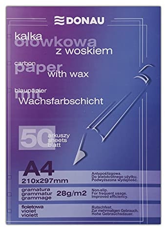 DONAU 1923950PL-23 Blaupapier/Durchschreibepapier mit Wachsfarbschicht, A4, 50 Blätter, violett