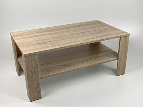 Couchtisch(Bea) Sonoma Eiche hell Sägerau Breite 100 cm Tiefe 54cm Höhe 43,5 cm