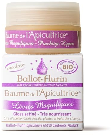 Ballot-Flurin - Baume à lèvres hydratant BIO de l'Apicultrice - Miel, gelée royale, cire d'abeille & plantes - Nourrit, protège & régénère - Fabriqué en France - 15 ml