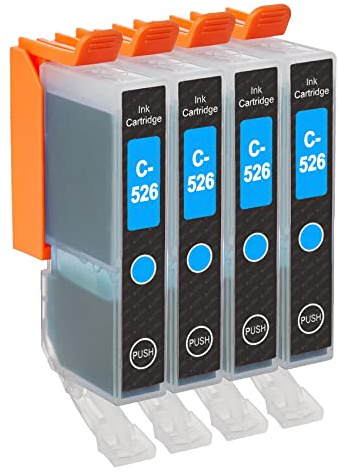 Go Inks C-526C Compatible Cyan Ink Cartridge to repalce Canon CLI-526C for use with Canon PIXMA Printers (Pack of 4)