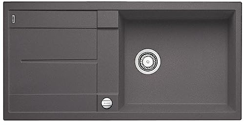 BLANCO METRA XL 6 S-F | Granitspüle aus SILGRANIT felsgrau | [99x49x20,2 cm] | für 60 cm breite Unterschränke | Reinigungsfreundlich | Einbauart: Flächenbündig | Großes Becken