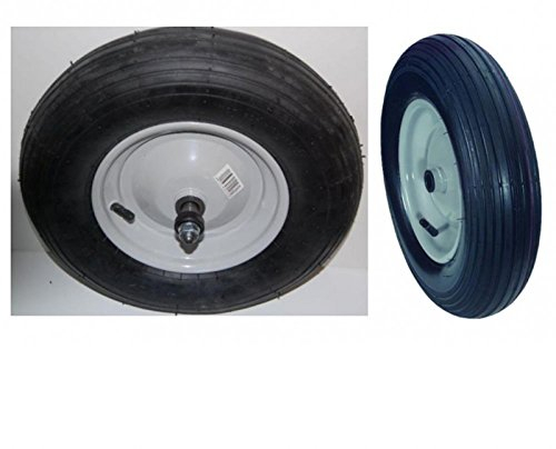 Westfalia Schubkarrenrad mit Achse - Gummirad als Ersatz für Schubkarren Bohrung 20 mm Gewinde 12 mm