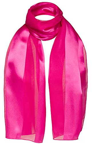 Basic Sense Écharpe en satin brillant léger et soyeux uni uni, fuchsia, taille unique