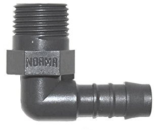 Original NORMA NORMAPLAST® SV Winkel Einschraubstutzen Einschraubverbinder (Schlauchinnen Ø 12 mm Gewinde 1/2 Zoll)