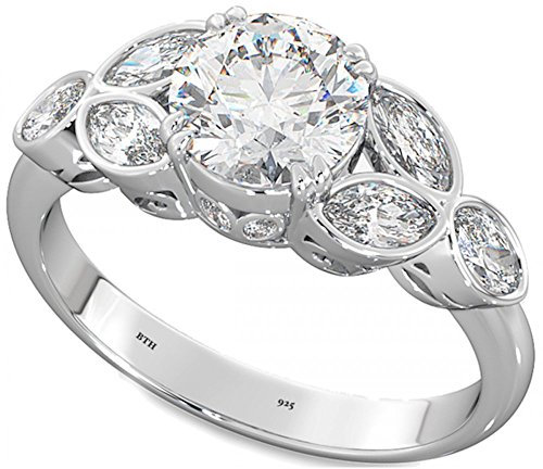 besttohave Mesdames rond brillant & coupe marquise en argent 925 Bague de Fiançailles