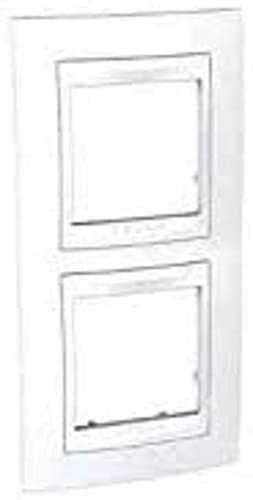 plaque schneider unica - 2 postes - 2 x 2 modules - verticale - blanc - liseré blanc
