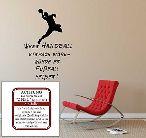 blattwerk-design Wandtattoo, Wenn Handball einfach wäre - würde es Fußball heißen! (M070 Schwarz, 450 mm x 310 mm)