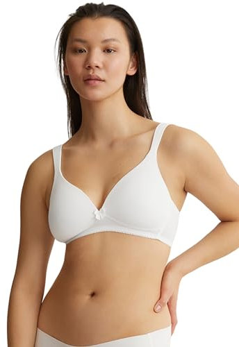 Naturana® BH Damen ohne Bügel [Cup A-D] I 100% Gepolsterte Träger I BH ohne Bügel mit nahtlosen Cups I Damen BH mit Unterbrustband 80 Weiss D