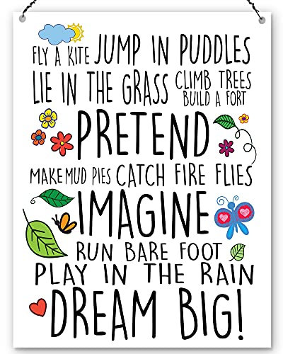 Dorothy Spring Fly a Kite Jump In Puddles Motivational Kids Quote Plaque Metal Sign Size 14x20cm