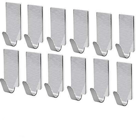 NUOLUX 12pcs autoadesivo in acciaio inox asciugamano ganci asciugamano rack ganci da parete per bagno e cucina