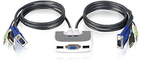 IOGEAR 2-Port MiniView Micro USB KVM Switch with Audio and Built-In Cables