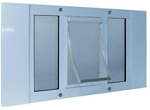 Ideal Pet Products Aluminum Sash Window Pet Door, Adjustable to Fit Window Widths from 33 to 38, Medium 7” x 11-1/4” Flap Size
