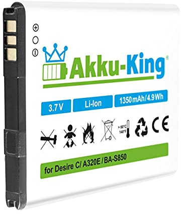 Akku-King Akku kompatibel mit HTC BA-S850, BL01100, 35H00194-00M Li-Ion 1350mAh - für Desire C, Golf, A320E