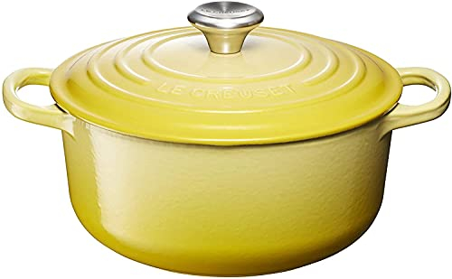 Le Creuset Signature Enamelled Cast Iron Round Casserole Dish With Lid, 20 cm, 2.4 Litres, Soleil, 21177204032430