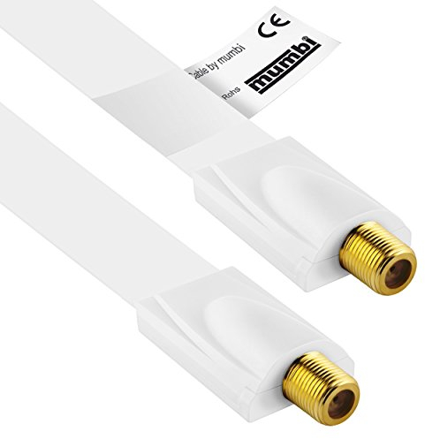 mumbi 26cm Fensterdurchführung für SAT Kabel (F-Kupplung auf F-Kupplung) extrem flach, weiß